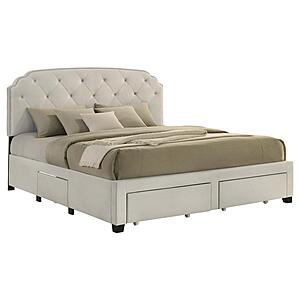 Marianna 4-drawer Upholstered Eastern King Storage Bed - Cream by Coaster
