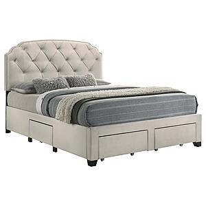 Marianna 4-drawer Upholstered Queen Storage Bed - Cream by Coaster