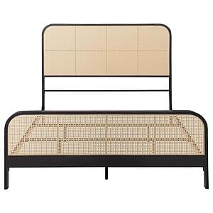 Lanewood Open Cane Webbing Metal Queen Bed - Black by Coaster