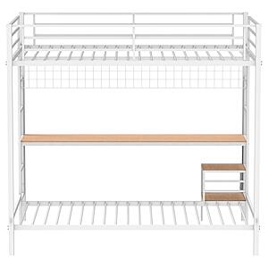 Campus Metal Full Over Twin Workstation Bunk Bed Matte White by Coaster