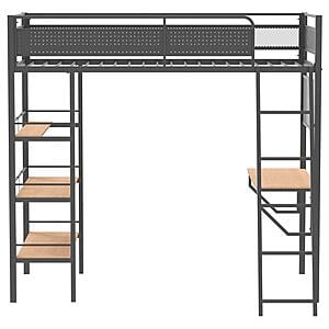 Campus 3-shelf Metal Twin Workstation Loft Bed Matte - Black by Coaster