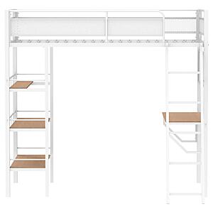 Campus 3-shelf Metal Twin Workstation Loft Bed Matte White by Coaster