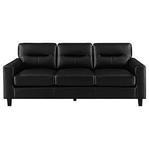 Scotland Faux Leather Upholstered Track Arm Sofa - Black by Coaster
