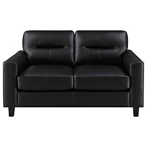 Scotland Faux Leather Upholstered Track Arm Loveseat - Black by Coaster