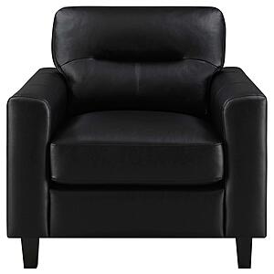 Scotland Faux Leather Upholstered Track Arm Chair - Black by Coaster