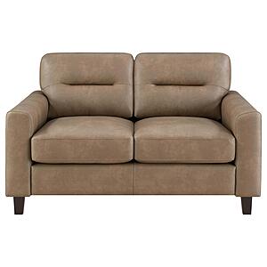 Scotland Faux Leather Upholstered Track Arm Loveseat - Brown by Coaster