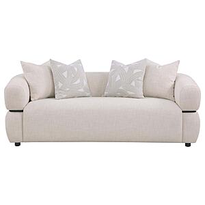 Jeanette 84" Fabric Upholstered Round Arm Sofa - Beige by Coaster