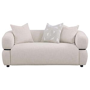 Jeanette 73" Fabric Upholstered Round Arm Loveseat - Beige by Coaster