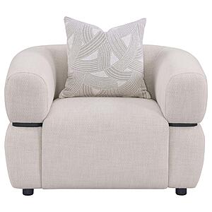 Jeanette Fabric Upholstered Round Arm Accent Chair - Beige by Coaster