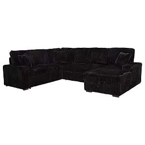 Devonshire Sleeper Sectional Sofa Storage Chaise - Black by Coaster