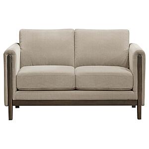 Islington Fabric Upholstered Panel Arm Loveseat - Taupe by Coaster