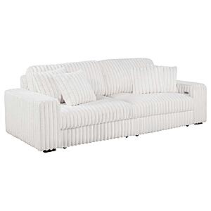 Jacana Corduroy Upholstered Dual Power Chaise Sofa - Ivory by Coaster
