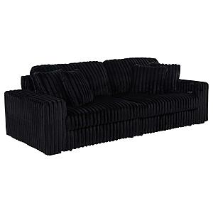 Jacana Corduroy Upholstered Dual Power Chaise Sofa - Black by Coaster