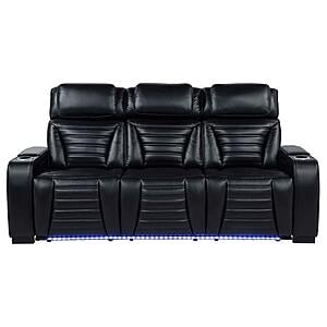 Zuma Faux Leather Dual Power Reclining LED Sofa - Black by Coaster