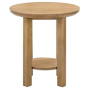 Ottowa Round Wood Side End Table With Shelf - Washed Oak by Coaster