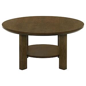 Ottowa 35" Round Wood Cocktail Coffee Table - Brown by Coaster