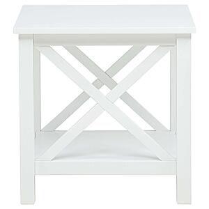 Skyview Square Pine Wood Side End Table with Shelf - White by Coaster
