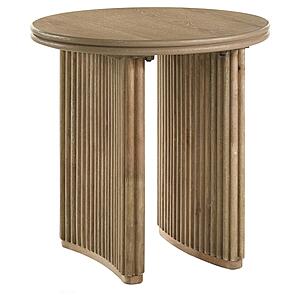 Adina Round Wood Side End Table Distressed - Light Brown by Coaster