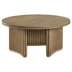 Adina 36" Round Wood Coffee Table Distressed - Light Brown by Coaster