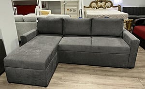 Concept Reversible Sectional Sofa Bed Dark Gray with Storage Chaise by Prestige Furnishings