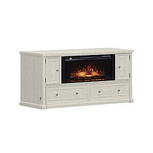 Soren Queen Fireplace Dream Console Bed Whitewash by Dream Console