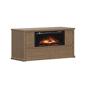 Soren Queen Fireplace Dream Console Bed Light Oak by Dream Console