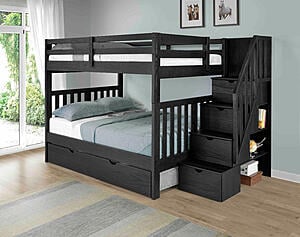 Dover Bunk Full over Full with Storage Staircase Ebony Finish by Innovations