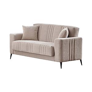 Adela Convertible Loveseat - Cream by Furnia Furniture
