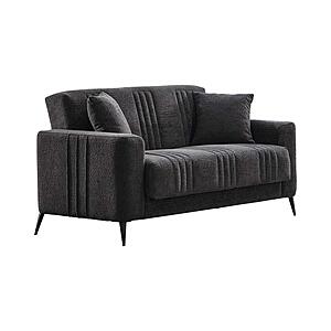 Adela Convertible Loveseat - Anthracite by Furnia Furniture