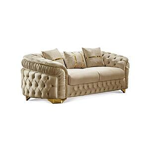 Arizona Stationary Loveseat - Beige by Furnia Furniture