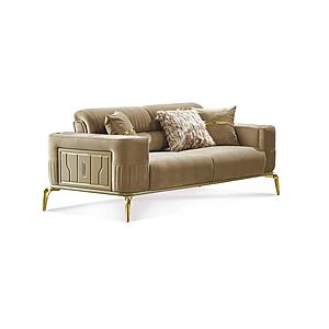 Armoni Convertible Loveseat - Beige w/Gold Legs by Furnia Furniture