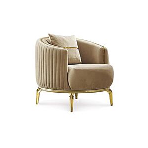 Armoni Chair - Beige w/Gold Legs by Furnia Furniture
