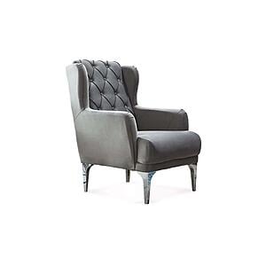 Bolivya Chair - Grey W/Silver Leg by Furnia Furniture