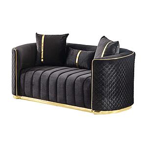 Ceko Stationary Loveseat - Black by Furnia Furniture
