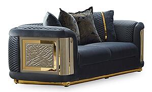 Elegance Stationary Loveseat - Dark Grey by Furnia Furniture