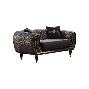 Lima Stationary Loveseat - Black by Furnia Furniture