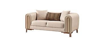 Paris Stationary Loveseat - Cream by Furnia Furniture