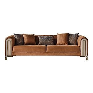 Paris Stationary 4 Seat Sofa - Brown by Furnia Furniture