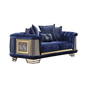 Romans Stationary Loveseat - Navy Blue by Furnia Furniture