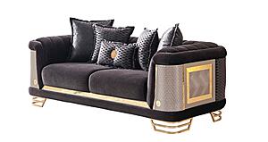 Romans Stationary Loveseat - Black by Furnia Furniture