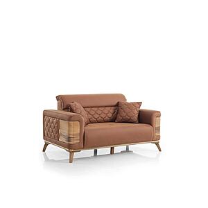 Ruby Convertible Loveseat - Beige by Furnia Furniture