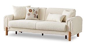Soho 2-Pieces Sofa & Loveseat Set - Cream by Furnia Furniture
