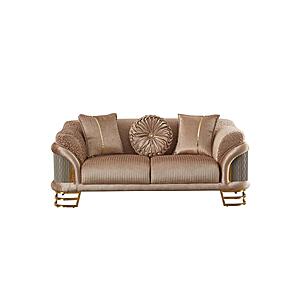 Versace Stationary Loveseat - Beige by Furnia Furniture