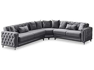 Bolivya Convertible Sectional Sofa Grey by Furnia Furniture