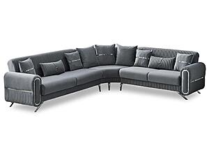 Royal Convertible Sectional Sofa Grey by Furnia Furniture