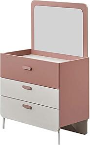 Linda Chiffonier w/Mirror - White/Pink by Furnia Furniture
