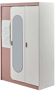 Linda 3 Door Wardrobe - White/Pink by Furnia Furniture