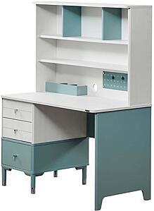 Marin Study Desk w/Top Module - White/Green by Furnia Furniture