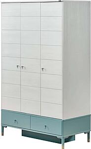 Marin 3 Door Wardrobe - White/Green by Furnia Furniture