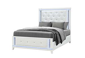 Alina White Full Bed Group w/LED, Cooler, Speaker & USB by Global Furniture